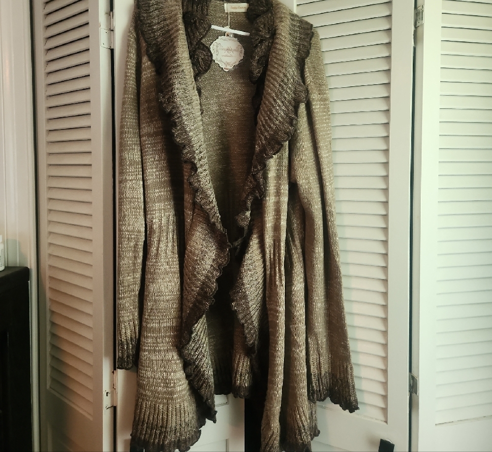 Women's Brown Ruffled Sweater